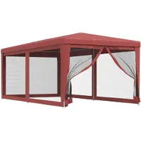 vidaXL Tente de réception avec 6 parois latérales en maille rouge 3x6 m HDPE