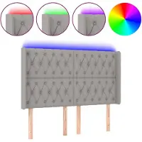 vidaXL Tête de lit LED gris clair 163x16x118/128 cm Tissu