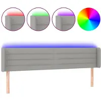 vidaXL Tête de lit LED gris clair 163x16x78/88 cm Tissu