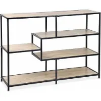 Sweeek Etagère En Métal Noir Et Décor Bois Loft Bibliothèque 5 Niveaux L 114 X L 33 X H 78cm