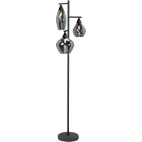 Highlight Lampadaire Cambio Verre fumé noir à 3 lumières