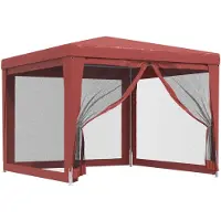 vidaXL Tente de réception avec 4 parois latérales en maille rouge 3x3 m HDPE