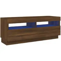 vidaXL Armoire TV avec lampes LED brun aspect chêne 100x35x40 cm