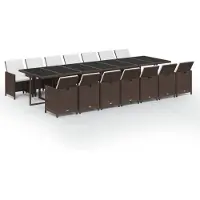 vidaXL Ensemble de jardin 15 pièces avec coussins Poly rotin brun