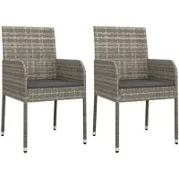 vidaXL Chaises de jardin avec coussins 2 pcs. Poly rotin gris