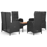 vidaXL Ensemble de jardin 5 pièces avec coussins Noir Poly Rattan