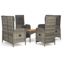 vidaXL Ensemble de jardin 5 pièces avec coussins Gris Poly rotin