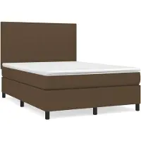 vidaXL Lit boxspring avec matelas brun foncé 140x190 cm Tissu