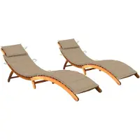 vidaXL Bains de soleil 2 pièces avec coussins en bois massif d'acacia