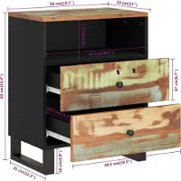 vidaXL Table de chevet 50x33x62cm Bois de récupération et d'ingénierie