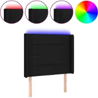 vidaXL Tête de lit LED noir 83x16x118/128 cm Tissu