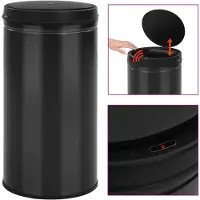 vidaXL Poubelle automatique à capteur 60 L acier carbone noir