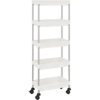vidaXL Chariot de cuisine 5 plateaux Blanc 42x29x128 cm Fer et ABS