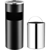 vidaXL Aschenbecher Trash Hotel 30 l Stahlschwarz