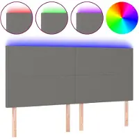 vidaXL Tête de lit LED gris foncé 160x5x118/128 cm Tissu