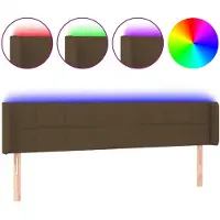 vidaXL Tête de lit LED brun foncé 183x16x78/88 cm Tissu