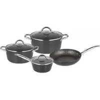 Michelino Pannenset Marie Inductie 7-Delig - Glazendeksels - RVS Pannen - Graniet
