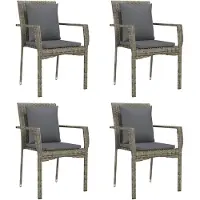 vidaXL Chaises de jardin avec coussins 4 pcs. Poly rotin gris