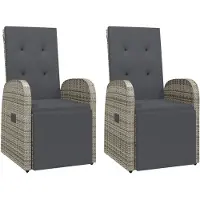vidaXL Chaises longues de jardin avec coussins 2 pcs. Gris Poly Rattan