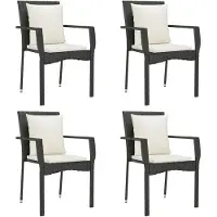 vidaXL Chaises de jardin avec coussins 4 pcs. Poly rotin noir