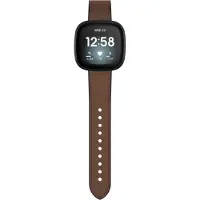 Hama Braclet Fitbit Versa 3/Sense, bracel. de montre cuir et silic., marron
