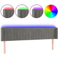 vidaXL Tête de lit LED gris foncé 163x16x78/88 cm velours