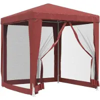 vidaXL Tente de réception avec 4 parois latérales en maille rouge 2x2 m HDPE