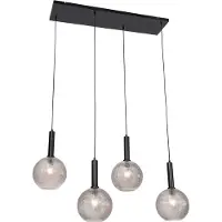 QAZQA Suspension design noire avec verre fumé 4 lumières - Chico
