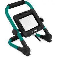 Vonroc Projecteur de chantier LED 30W - Pliable - Inclinable | Large angle de rayonnement