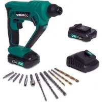 Vonroc Marteau perforateur sans fil 20V | 2 batteries 2.0Ah et chargeur incl.