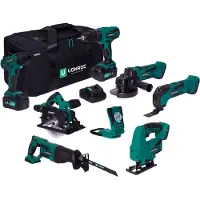 Vonroc Pack outils sans fil Plate-forme de batteries 20V - 4.0Ah | 7 machines, 2 batteries 4.0 Ah et un chargeur rapide
