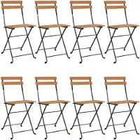 vidaXL Chaises de bistrot 8 pcs. Pliable bois massif teck et acier