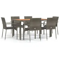 vidaXL Ensemble de jardin 7 pièces avec coussins Gris Poly rotin