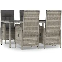 vidaXL Ensemble de jardin 5 pièces avec coussins Gris Poly rotin