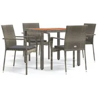 vidaXL Ensemble de jardin 5 pièces avec coussins Gris Poly rotin