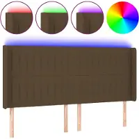 vidaXL Tête de lit LED brun foncé 163x16x118/128 cm Tissu