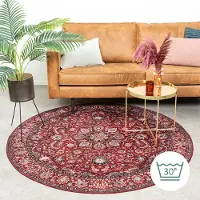 FRAAI Tapis rond vintage - Imagine Medallion Rouge | Ø 120 cm | Rond | Pile courte