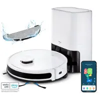 Medion Robot aspirateur avec station d'aspiration X20 SW+ | fonction balayage | navigation laser | puissance d'aspiration de 3 000 Pa | zones
