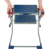 Escalo Tabouret pliable 150 kg métal gris et bleu