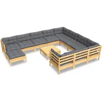 vidaXL ensemble salon de jardin 12 pièces avec coussins gris Pin
