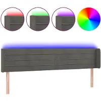 vidaXL Tête de lit à LED Gris foncé 163x16x78/88 cm Velours