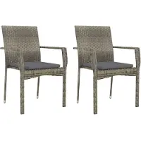 vidaXL Chaises de jardin avec coussins 2 pcs. Poly rotin gris