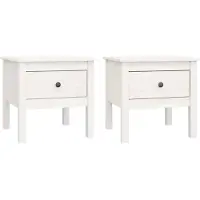 vidaXL Tables d'appoint 2 pcs Blanc 50x50x49 cm Bois massif de pin
