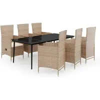 vidaXL Ensemble de jardin 7 pièces avec coussins Beige