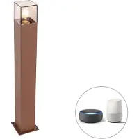 QAZQA Lampe d'extérieur sur pied intelligente brun rouille 70 cm avec Wifi P45 - Danemark