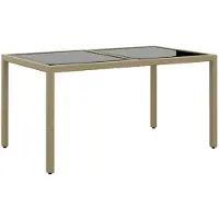vidaXL Table de jardin 150x90x75 cm verre dur et poly rotin beige
