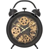 Koopman Horloge murale rétro avec mécanisme de rotation, 27cm, fonctionnement à piles, style industriel décoratif, noir et blanc