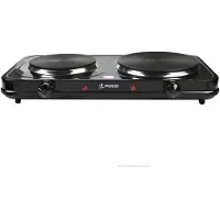 Huismerk Kookplaat Dubbel - 46 x 24 x 7 cm - 1000/1500 Watt - Zwart