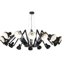 QAZQA Suspension industrielle noire 16 lumières orientables - Hobby Spinne