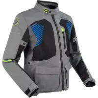 Bering Veste textile imperméable pour moto Bakundu, gris/noir/bleu, M